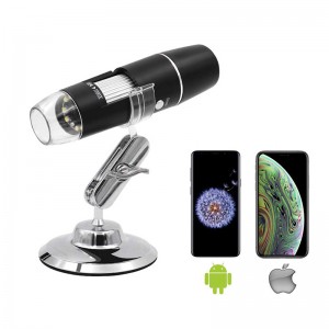 Langaton digitaalinen mikroskooppi 50X - 1000X, 8 LED-suurennus endoskooppikamera kantolaukulla ja metallitelineellä, yhteensopiva Android Windows 7 8 10 Linux Mac -sovelluksen kanssa